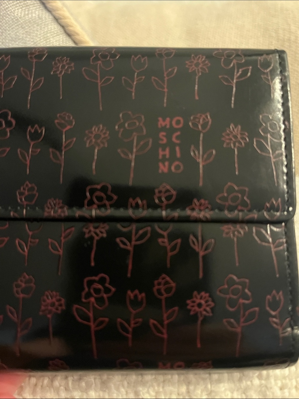 Moschino Black Wallet with Pink Floral Print - Picture 2 of 8